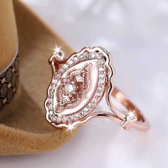 14K Rose Gold Plated Bohemian Style Accent Ring Size 7 - Picture 2 of 4